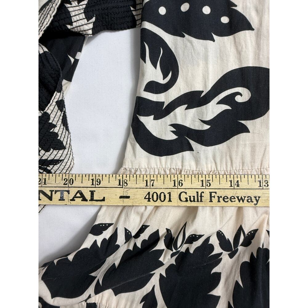 Zara Black Ecru Printed Belted Maxi Dress Ruffle Hem Size XS - Picture 16 of 16